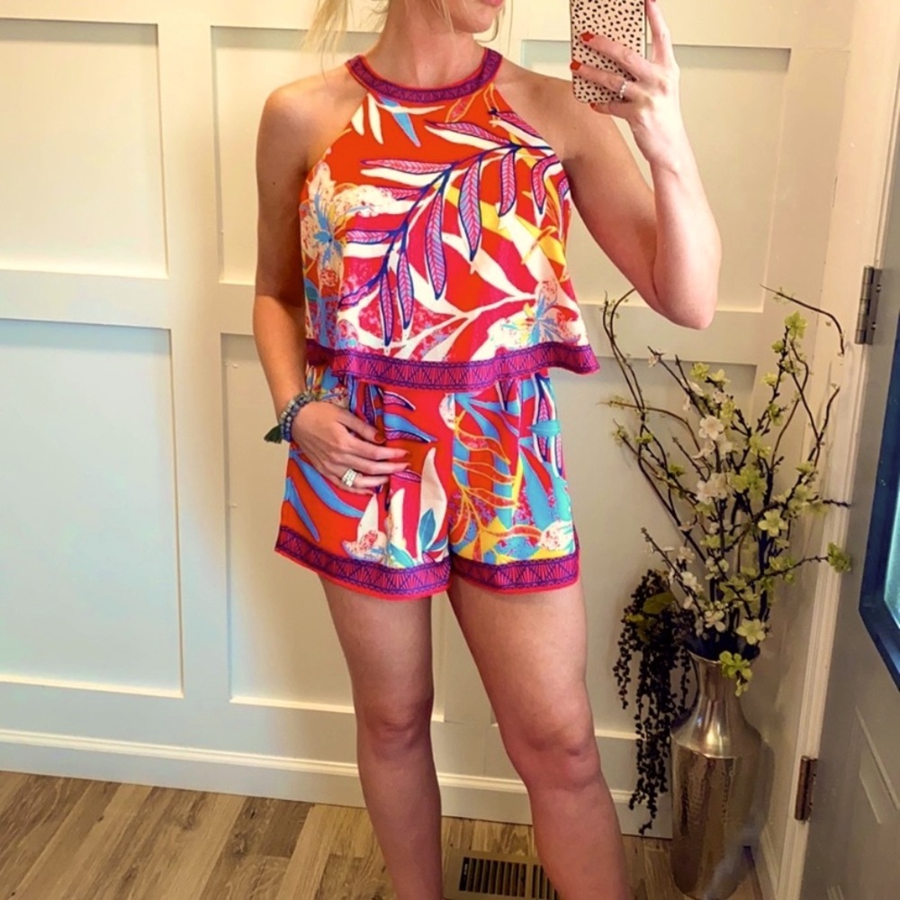 High Neck Floral Romper